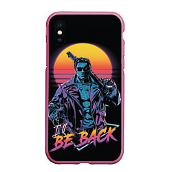 Чехол iPhone XS Max матовый I WILL BE BACK TERMINATOR, цвет: 3D-малиновый