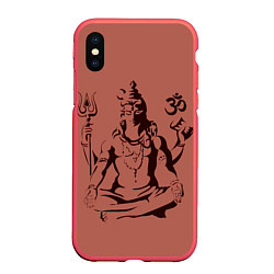 Чехол iPhone XS Max матовый Бог Шива, цвет: 3D-красный