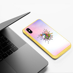 Чехол iPhone XS Max матовый Единорог, цвет: 3D-желтый — фото 2