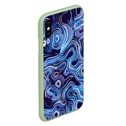 Чехол iPhone XS Max матовый Синие линии, цвет: 3D-салатовый — фото 2