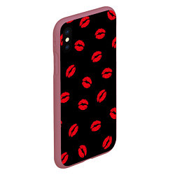 Чехол iPhone XS Max матовый Поцелуи, цвет: 3D-малиновый — фото 2
