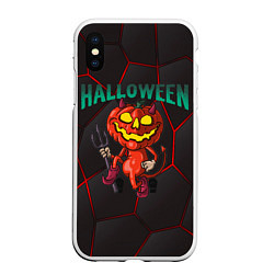 Чехол iPhone XS Max матовый Halloween, цвет: 3D-белый