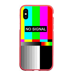 Чехол iPhone XS Max матовый NO SIGNAL, цвет: 3D-красный