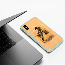 Чехол iPhone XS Max матовый Атака на титанов, цвет: 3D-салатовый — фото 2