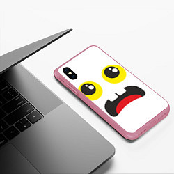 Чехол iPhone XS Max матовый Испуганное лицо, цвет: 3D-малиновый — фото 2