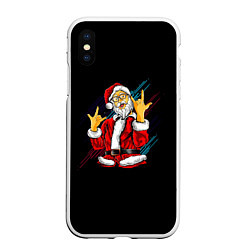 Чехол iPhone XS Max матовый Crazy Santa, цвет: 3D-белый