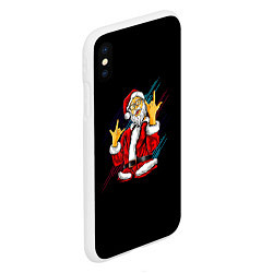 Чехол iPhone XS Max матовый Crazy Santa, цвет: 3D-белый — фото 2