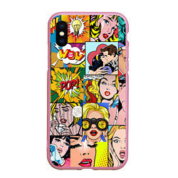 Чехол iPhone XS Max матовый Pop Art, цвет: 3D-розовый