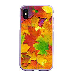 Чехол iPhone XS Max матовый Осенние листья, цвет: 3D-светло-сиреневый