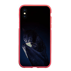 Чехол iPhone XS Max матовый Летучая мышь в маске, цвет: 3D-красный