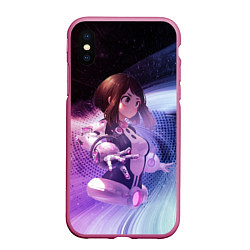 Чехол iPhone XS Max матовый Урарака, Очако, цвет: 3D-малиновый