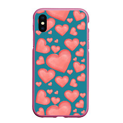 Чехол iPhone XS Max матовый Любовь, цвет: 3D-малиновый