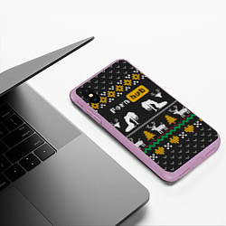 Чехол iPhone XS Max матовый Pornhub свитер с оленями, цвет: 3D-сиреневый — фото 2
