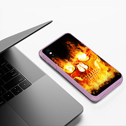 Чехол iPhone XS Max матовый Череп, цвет: 3D-сиреневый — фото 2