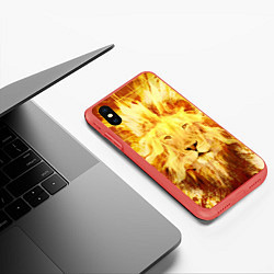 Чехол iPhone XS Max матовый Лев, цвет: 3D-красный — фото 2