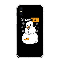 Чехол iPhone XS Max матовый Снеговик, цвет: 3D-белый