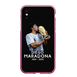 Чехол iPhone XS Max матовый Diego Maradona, цвет: 3D-малиновый