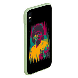 Чехол iPhone XS Max матовый Diego Maradona, цвет: 3D-салатовый — фото 2