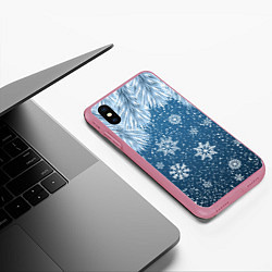 Чехол iPhone XS Max матовый Снежное Настроенние, цвет: 3D-малиновый — фото 2