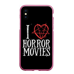 Чехол iPhone XS Max матовый I Love Horror Movies, цвет: 3D-малиновый