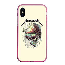 Чехол iPhone XS Max матовый Metallica, цвет: 3D-малиновый