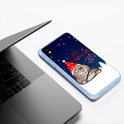 Чехол iPhone XS Max матовый Вжух и Новый Год, цвет: 3D-голубой — фото 2