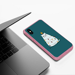 Чехол iPhone XS Max матовый Кото-ёлка, цвет: 3D-малиновый — фото 2