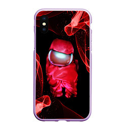 Чехол iPhone XS Max матовый AMONG US - КРАСНЫЙ, цвет: 3D-сиреневый
