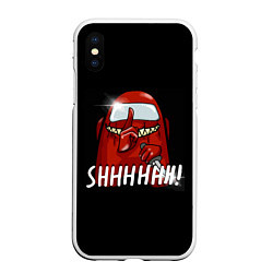 Чехол iPhone XS Max матовый AMONG US SHHHHHH!, цвет: 3D-белый