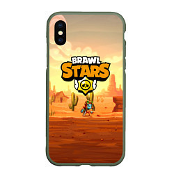 Чехол iPhone XS Max матовый Brawl Stars, цвет: 3D-темно-зеленый