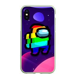 Чехол iPhone XS Max матовый AMONG US - RAINBOW SPACE, цвет: 3D-салатовый