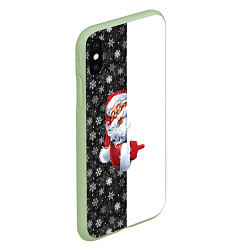 Чехол iPhone XS Max матовый Дедушка Мороз, цвет: 3D-салатовый — фото 2