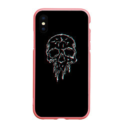 Чехол iPhone XS Max матовый Skull Glitch, цвет: 3D-баблгам