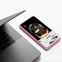 Чехол iPhone XS Max матовый Among Us fire, цвет: 3D-малиновый — фото 2