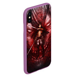 Чехол iPhone XS Max матовый Атака титанов, цвет: 3D-фиолетовый — фото 2