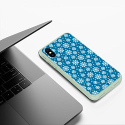 Чехол iPhone XS Max матовый Снежинки, цвет: 3D-салатовый — фото 2