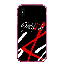 Чехол iPhone XS Max матовый STRAY KIDS, цвет: 3D-малиновый