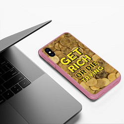 Чехол iPhone XS Max матовый Разбогатей, цвет: 3D-малиновый — фото 2