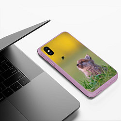 Чехол iPhone XS Max матовый Лисенок и пчелка, цвет: 3D-сиреневый — фото 2