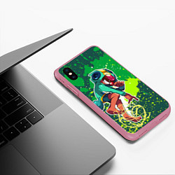 Чехол iPhone XS Max матовый Леон, цвет: 3D-малиновый — фото 2