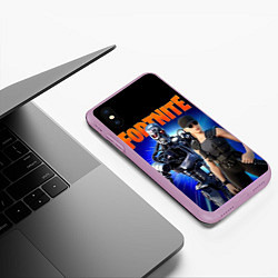 Чехол iPhone XS Max матовый Fortnite терминатор, цвет: 3D-сиреневый — фото 2