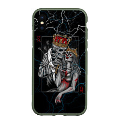 Чехол iPhone XS Max матовый The Skull King and Queen, цвет: 3D-темно-зеленый