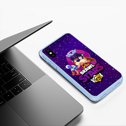 Чехол iPhone XS Max матовый Brawl Stars - Генерал Гавс, цвет: 3D-голубой — фото 2