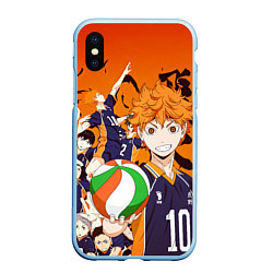 Чехол iPhone XS Max матовый ВОЛЕЙБОЛ!! HAIKYUU!!, цвет: 3D-голубой