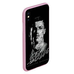 Чехол iPhone XS Max матовый Кристиано Рональдо автограф, цвет: 3D-розовый — фото 2