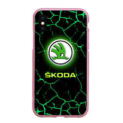 Чехол iPhone XS Max матовый SKODA, цвет: 3D-розовый