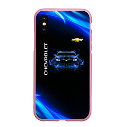 Чехол iPhone XS Max матовый Chevrolet, цвет: 3D-розовый