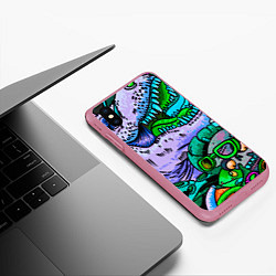 Чехол iPhone XS Max матовый Рекс динозавр, цвет: 3D-малиновый — фото 2