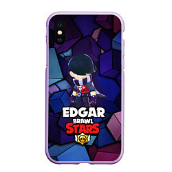 Чехол iPhone XS Max матовый BRAWL STARS EDGAR, цвет: 3D-сиреневый