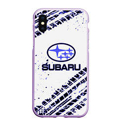 Чехол iPhone XS Max матовый SUBARU, цвет: 3D-сиреневый